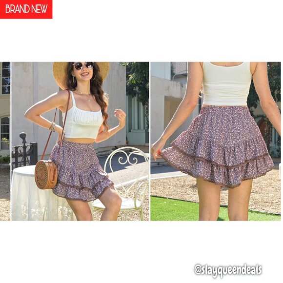 High Waisted Ruffle Skort Tennis Shorts Women's Athletic Summer Activewear - Picture 7 of 8